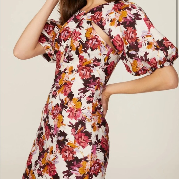Nicholas Puff Sleeve Floral Cotton Dress 2 - Picture 3 of 5